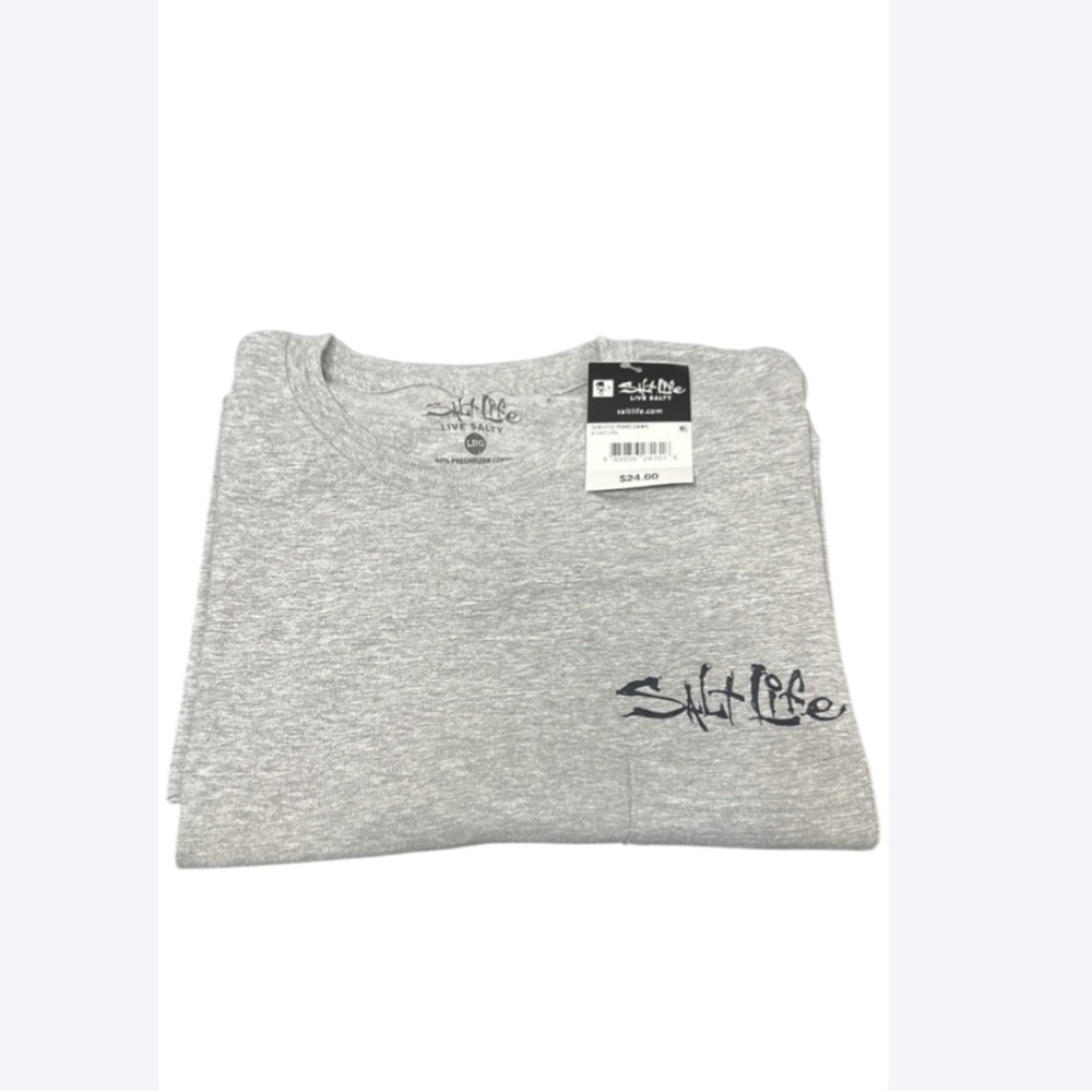 Salt Life Texas Flag Marlin Pocket Tee Gray Men’s L NWT Beach Fishing Shirt